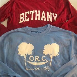 Long sleeve tshirts
Red Bethany shirt small
Blue ORC Wisconsin Lutheran college